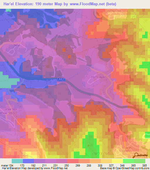 Har'el,Israel Elevation Map