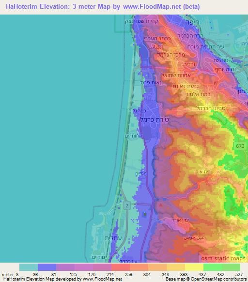 HaHoterim,Israel Elevation Map