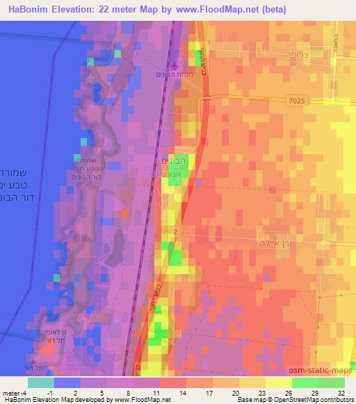 HaBonim,Israel Elevation Map