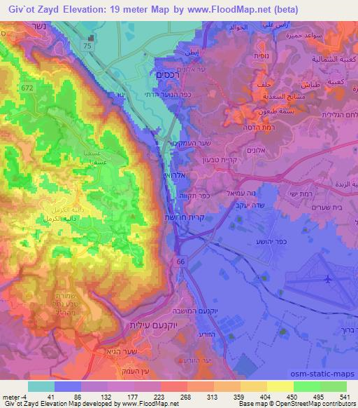 Giv`ot Zayd,Israel Elevation Map