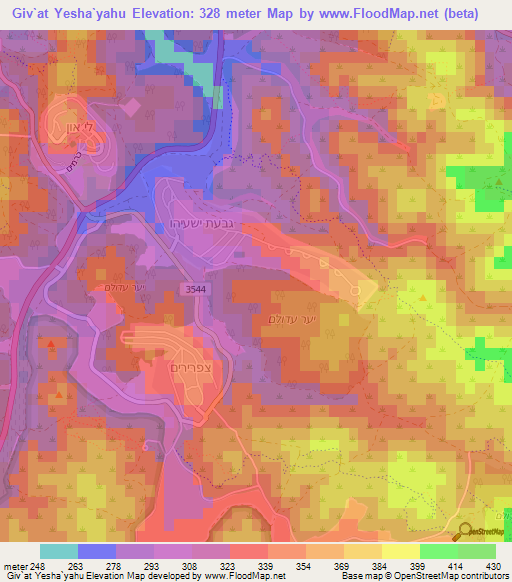Giv`at Yesha`yahu,Israel Elevation Map