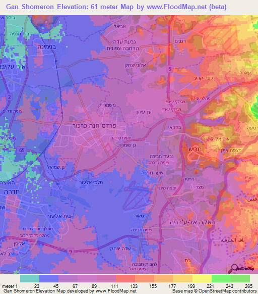 Gan Shomeron,Israel Elevation Map