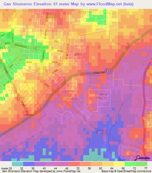 Gan Shomeron,Israel Elevation Map