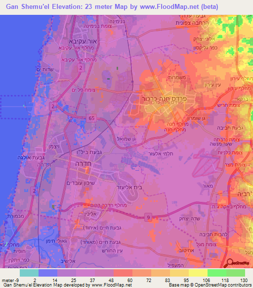Gan Shemu'el,Israel Elevation Map