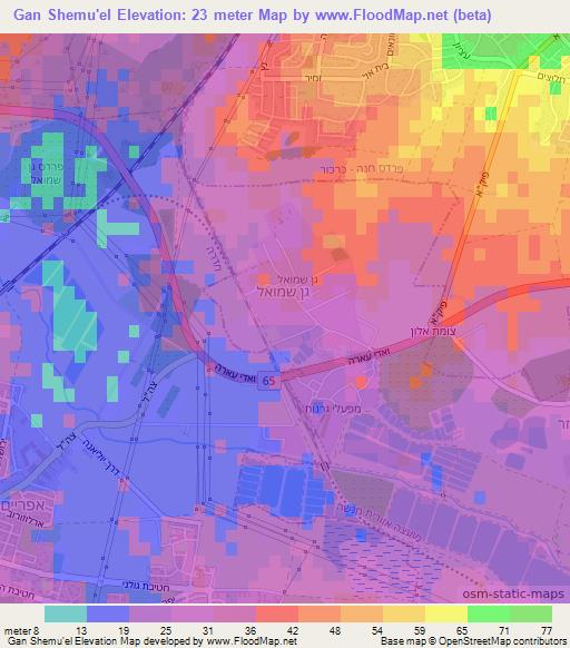 Gan Shemu'el,Israel Elevation Map