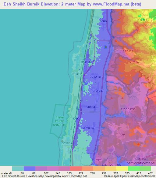 Esh Sheikh Bureik,Israel Elevation Map