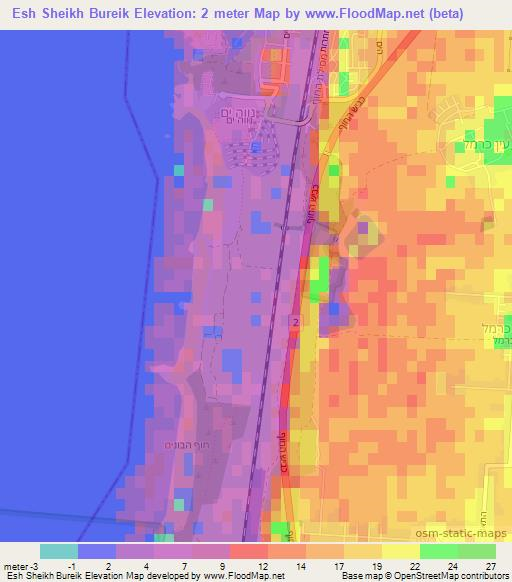 Esh Sheikh Bureik,Israel Elevation Map
