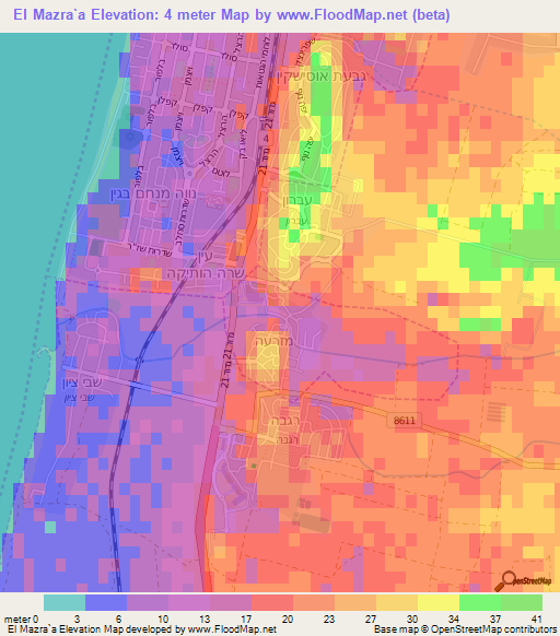 El Mazra`a,Israel Elevation Map