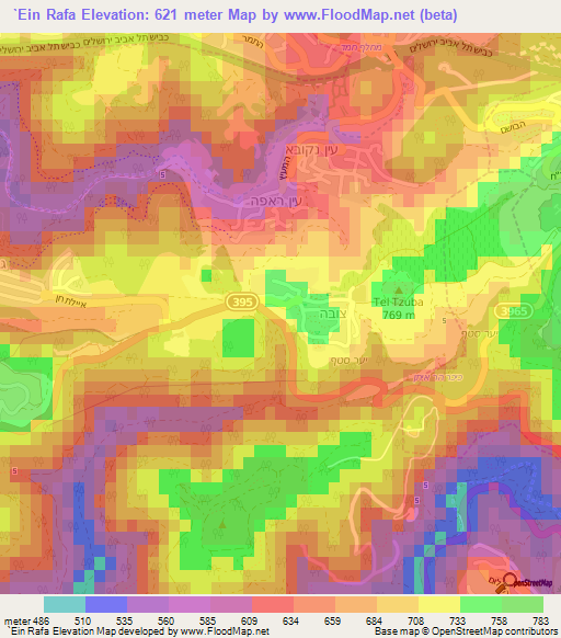 `Ein Rafa,Israel Elevation Map