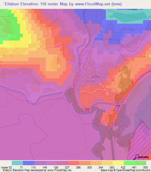 `Eilabun,Israel Elevation Map