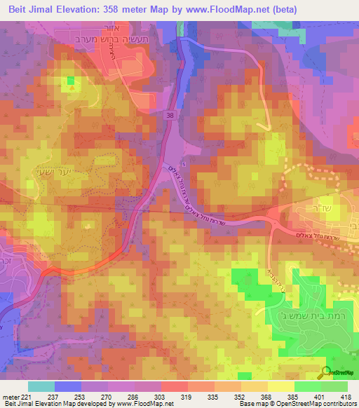 Beit Jimal,Israel Elevation Map