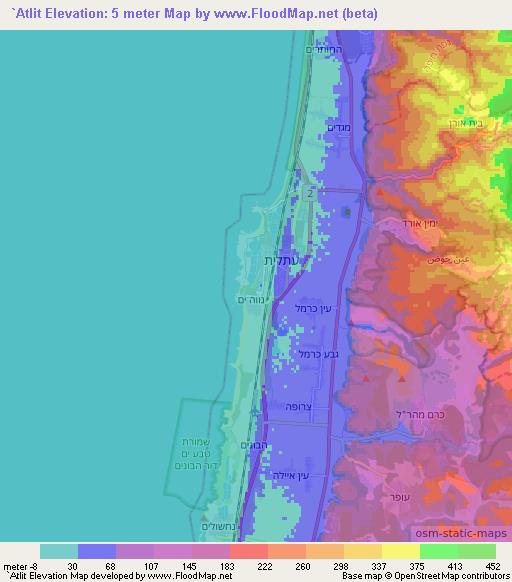 `Atlit,Israel Elevation Map