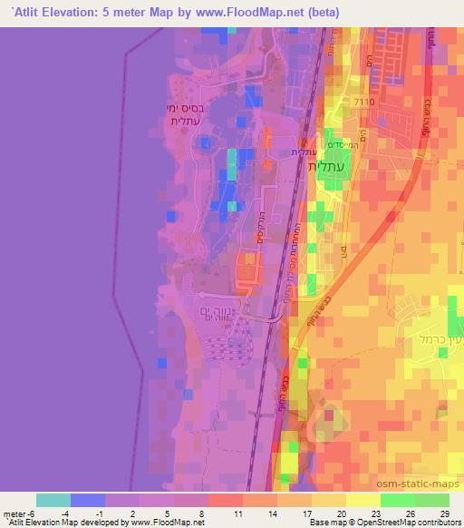 `Atlit,Israel Elevation Map