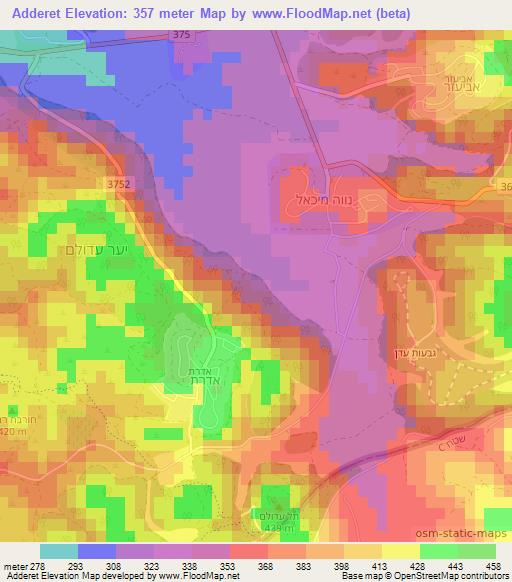 Adderet,Israel Elevation Map