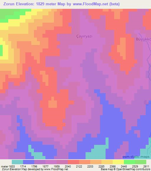 Zorun,Turkey Elevation Map