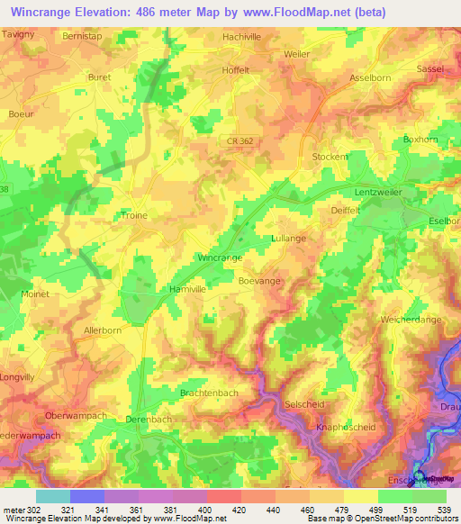 Wincrange,Luxembourg Elevation Map
