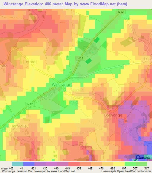 Wincrange,Luxembourg Elevation Map