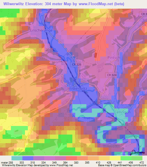 Wilwerwiltz,Luxembourg Elevation Map