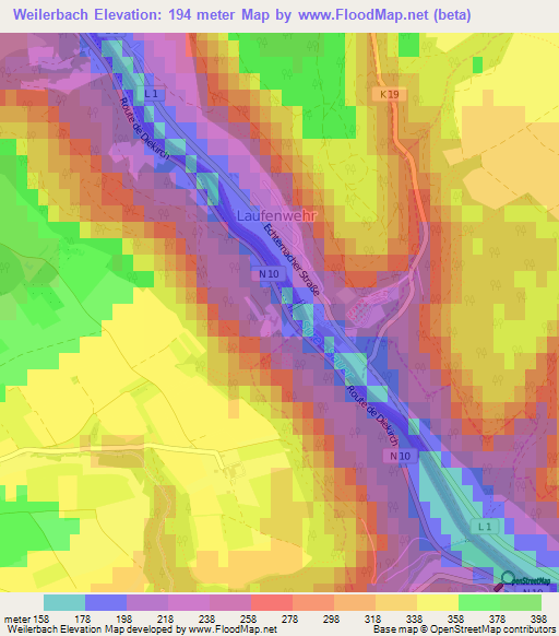 Weilerbach,Luxembourg Elevation Map