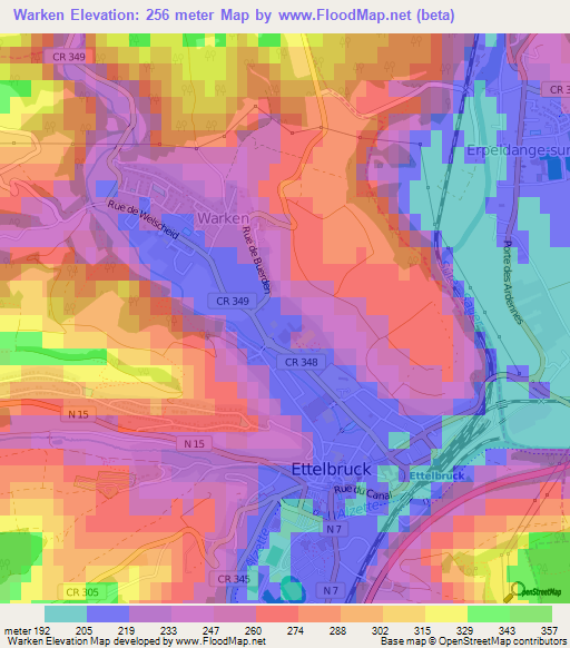 Warken,Luxembourg Elevation Map