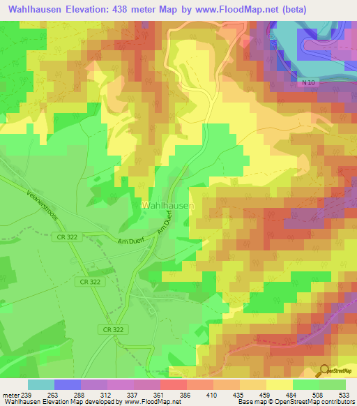Wahlhausen,Luxembourg Elevation Map