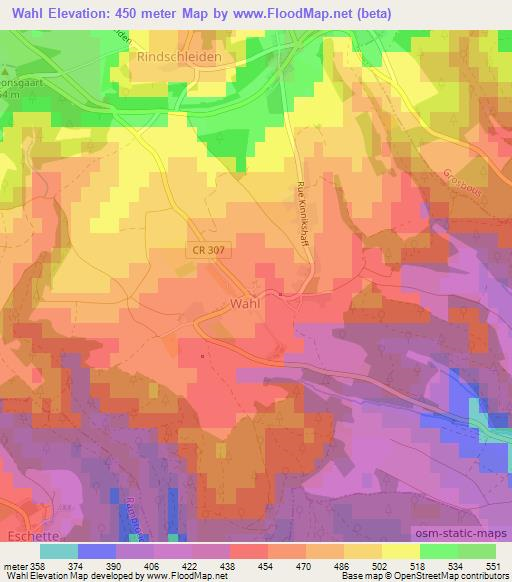 Wahl,Luxembourg Elevation Map