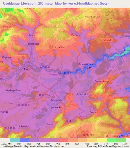 Useldange,Luxembourg Elevation Map
