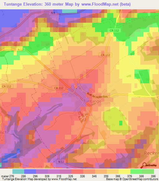 Tuntange,Luxembourg Elevation Map