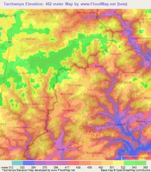 Tarchamps,Luxembourg Elevation Map