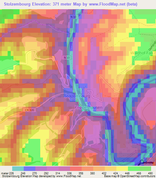 Stolzembourg,Luxembourg Elevation Map