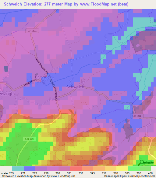 Schweich,Luxembourg Elevation Map