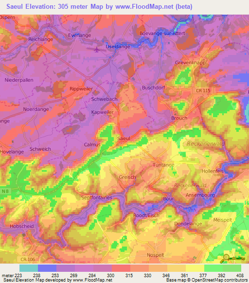Saeul,Luxembourg Elevation Map