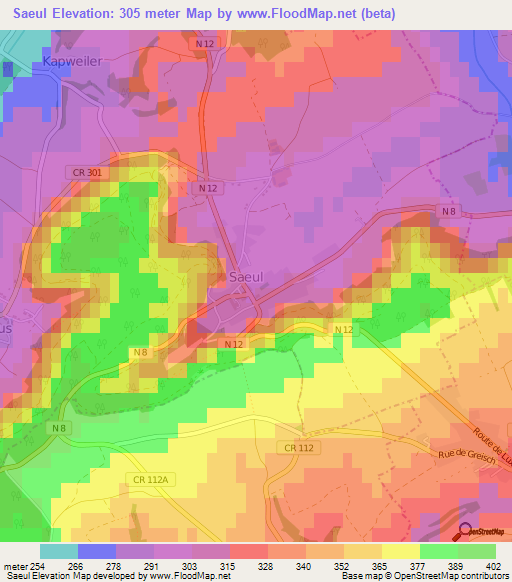 Saeul,Luxembourg Elevation Map