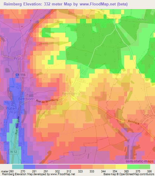 Reimberg,Luxembourg Elevation Map