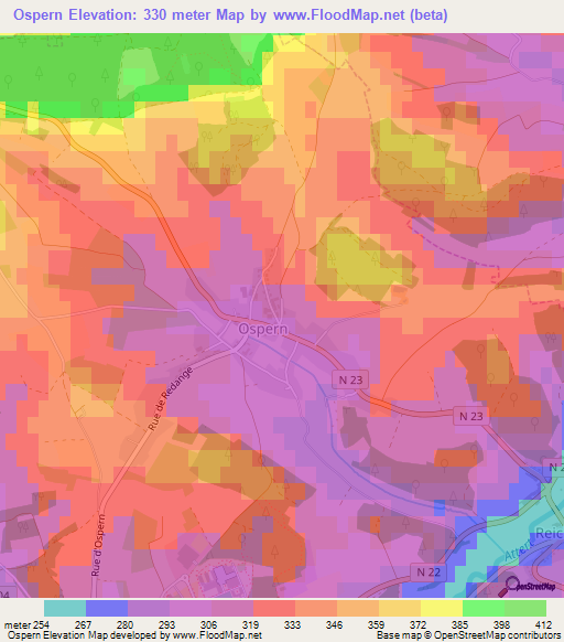Ospern,Luxembourg Elevation Map