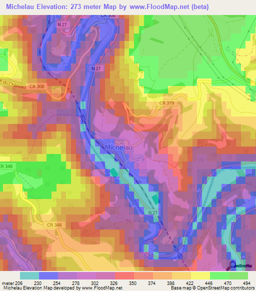 Michelau,Luxembourg Elevation Map