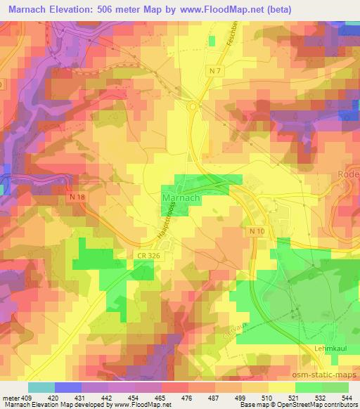 Marnach,Luxembourg Elevation Map