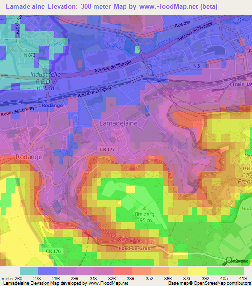 Lamadelaine,Luxembourg Elevation Map