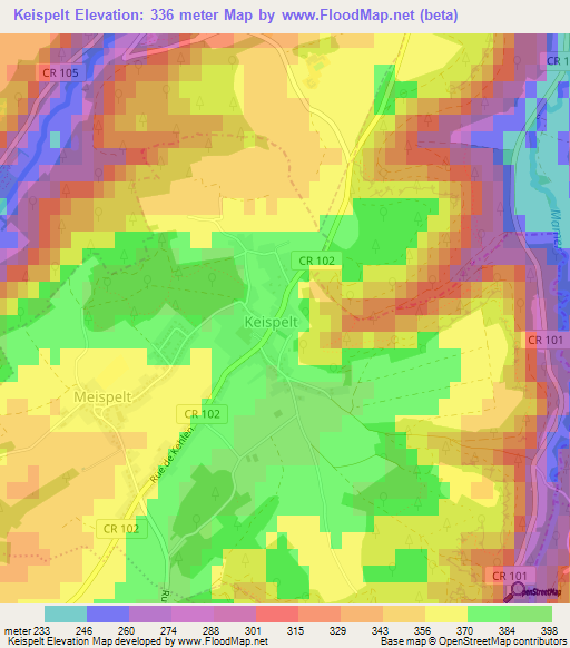 Keispelt,Luxembourg Elevation Map