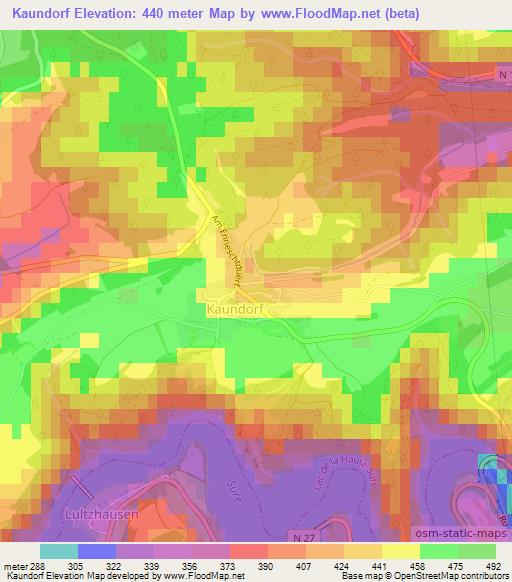 Kaundorf,Luxembourg Elevation Map