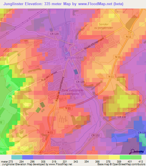 Junglinster,Luxembourg Elevation Map