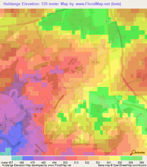 Huldange,Luxembourg Elevation Map