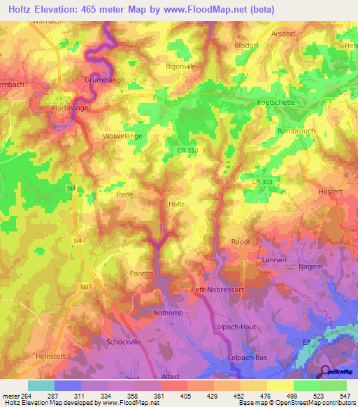 Holtz,Luxembourg Elevation Map