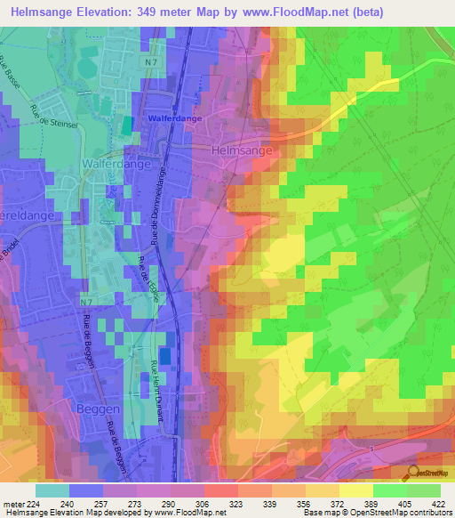 Helmsange,Luxembourg Elevation Map