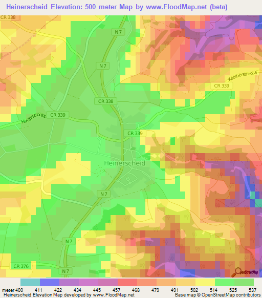 Heinerscheid,Luxembourg Elevation Map