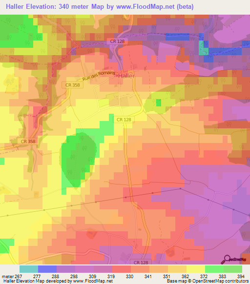 Haller,Luxembourg Elevation Map