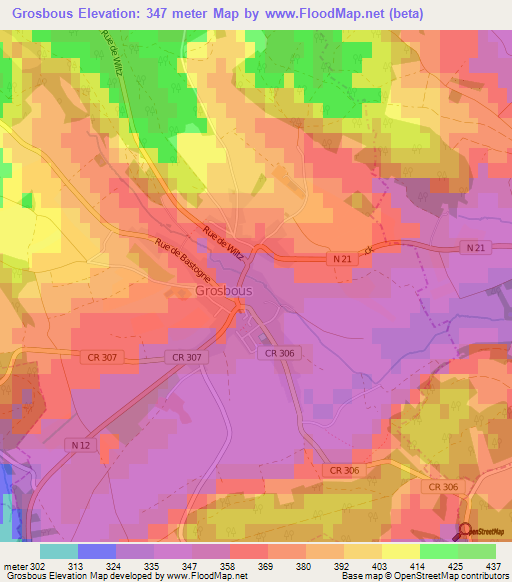 Grosbous,Luxembourg Elevation Map