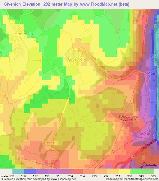 Givenich,Luxembourg Elevation Map