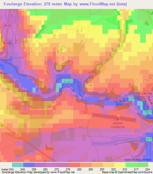 Everlange,Luxembourg Elevation Map