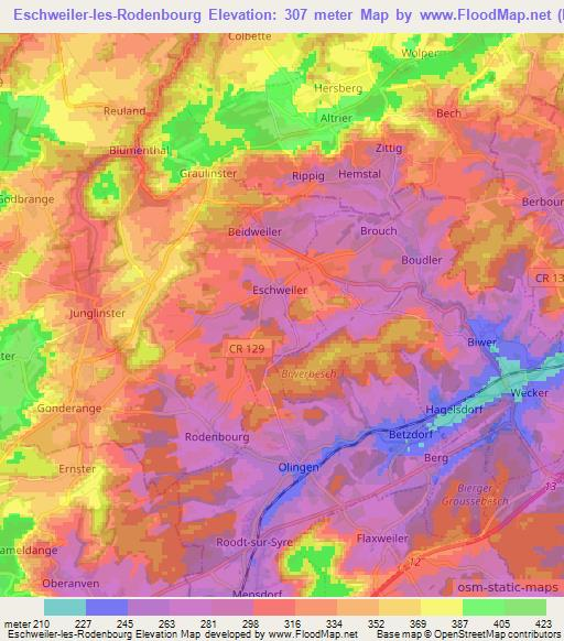 Eschweiler-les-Rodenbourg,Luxembourg Elevation Map